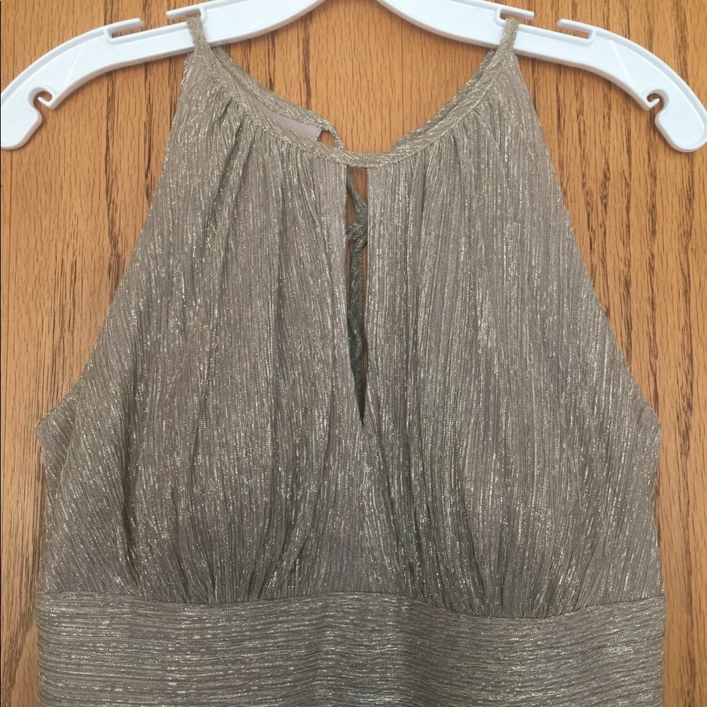 Metallic Keyhole Halter A-line Dress